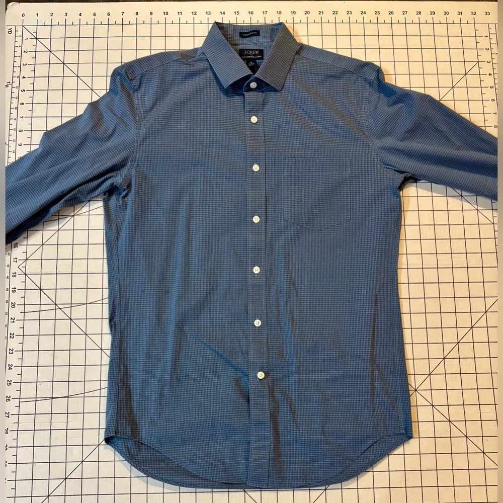 J. Crew Men’s Size Medium (15-15.5) Navy Thompson Flex Wrinkle Free Dress‎ Shirt